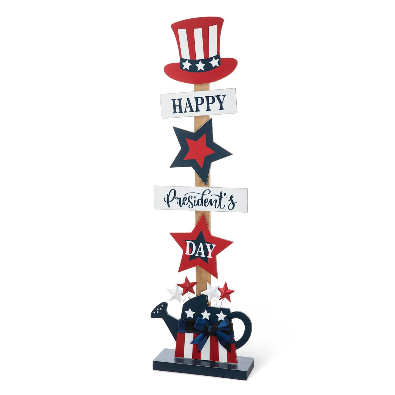Glitzhome® 35.7" Patriotic Americana Wooden Top Hat Porch Sign